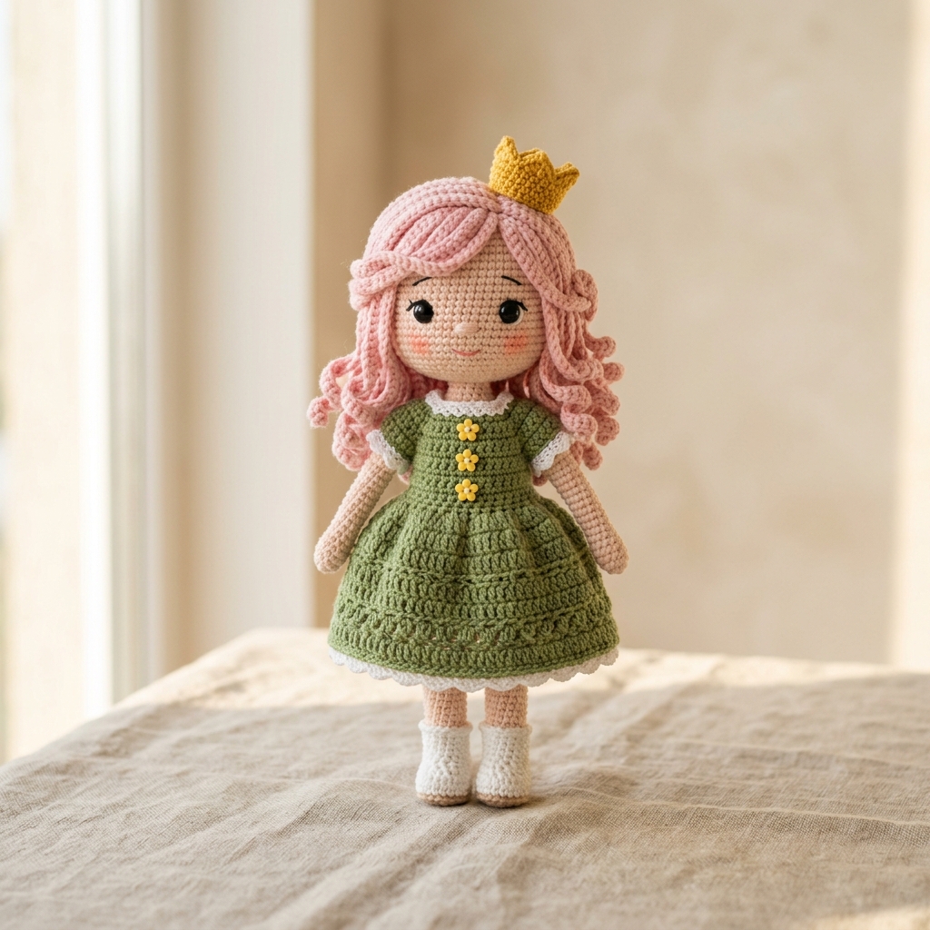 Crochet amigurumi with embroidered safe eyes