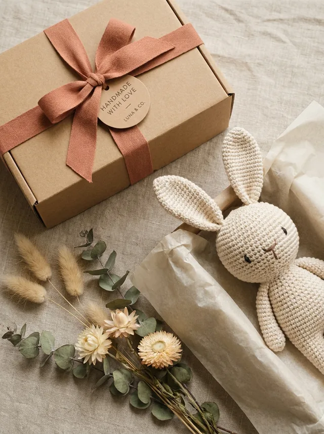 Carefully packaged handmade gift